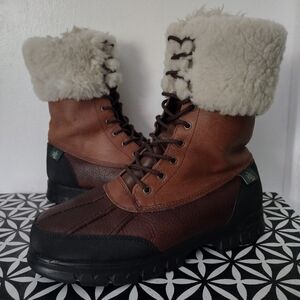 Lauren Ralph Lauren 'Quinta' Leather Sherpa Lined Duck Boots